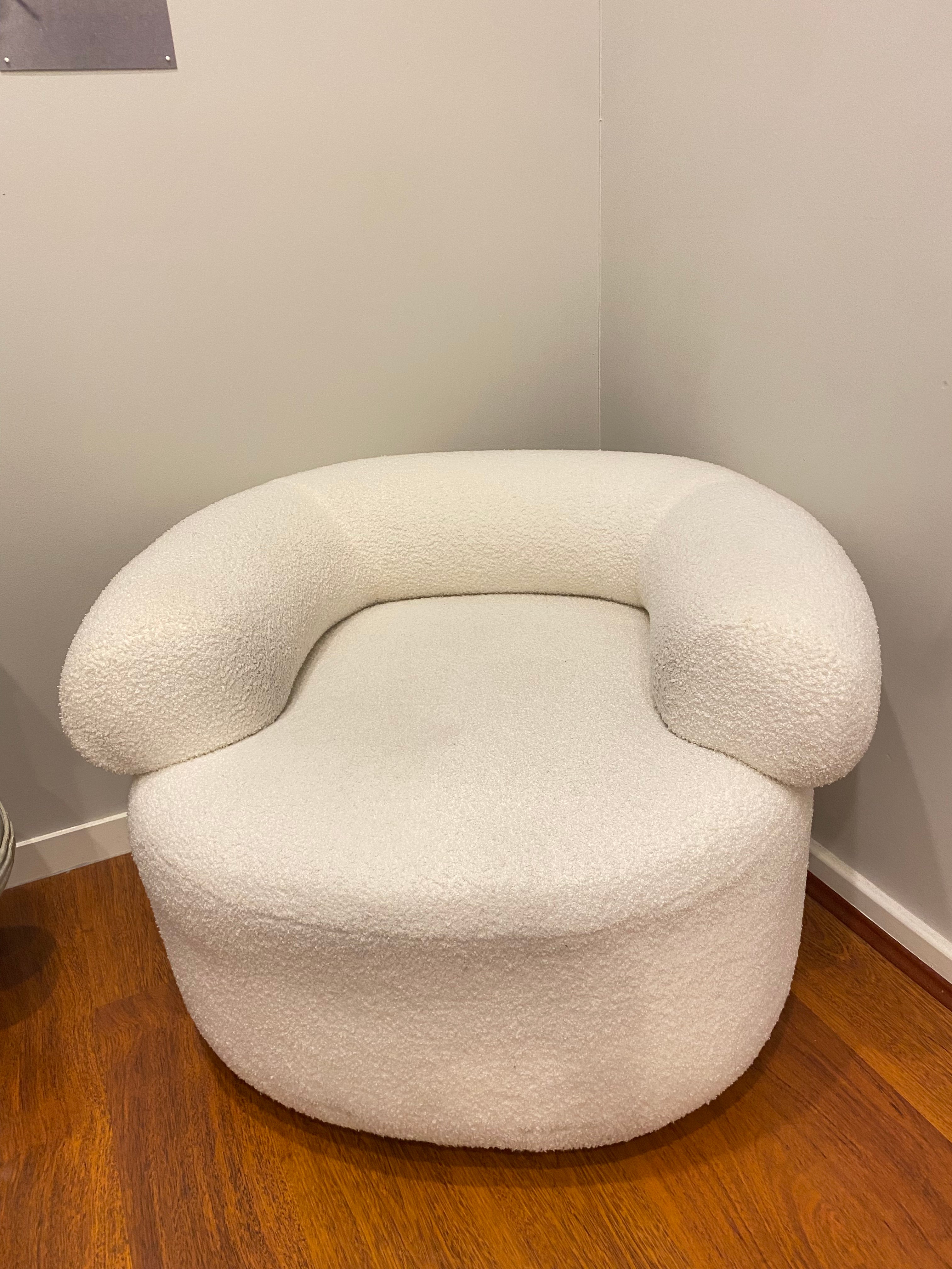 White Boucle Occasional Chair